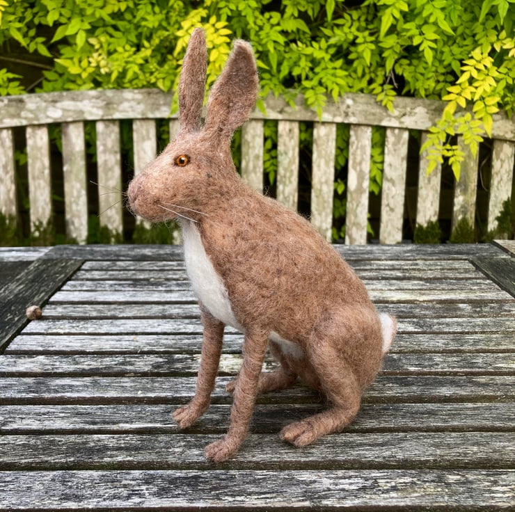 Woollen sculpture, needle felted brown hare - Folksy