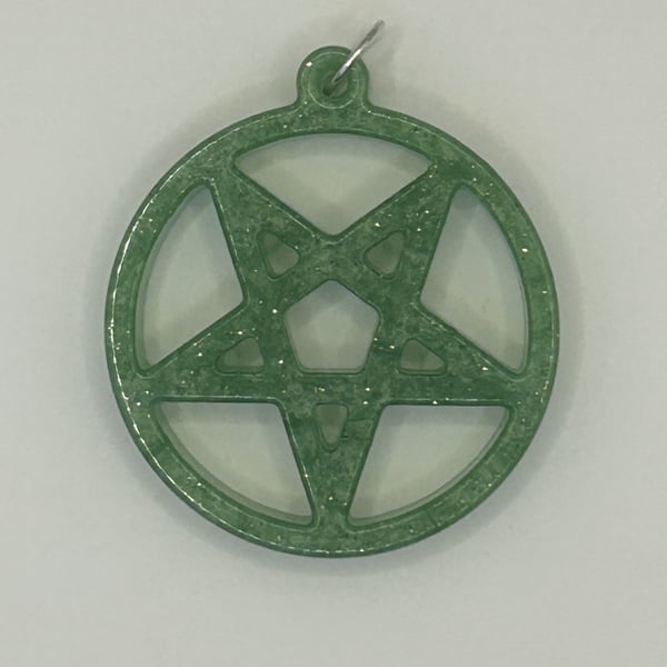 Resin 5 Pointed Star Pentacle Pendant, Keyring or Bag Charm - Various Colours