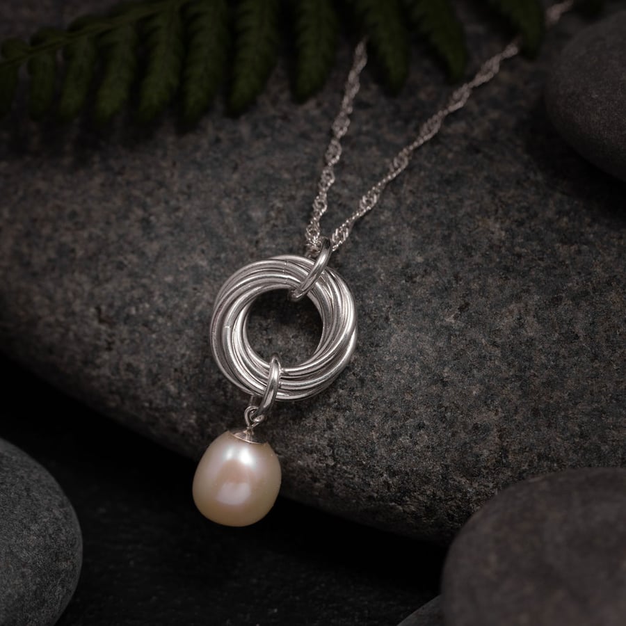 Sterling Silver and Pale Pink Freshwater Pearl Pendant