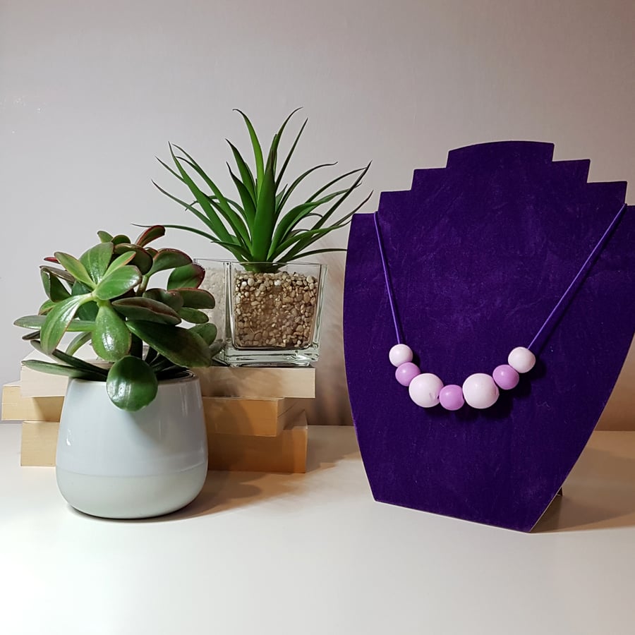 SALE "Sugar Free" Geometric modern round beaded necklace - Lilac