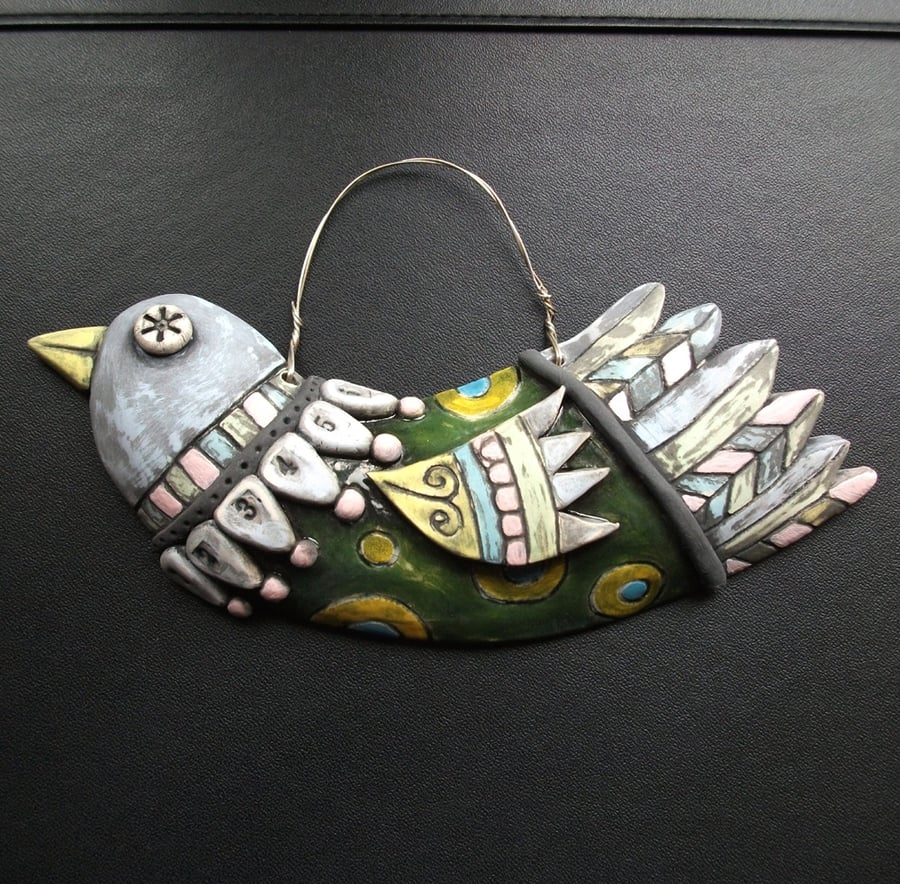 Smokey the city pigeon ceramic bird decoration