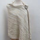 Large Beige Cotton Handwoven Wrap, Shawl