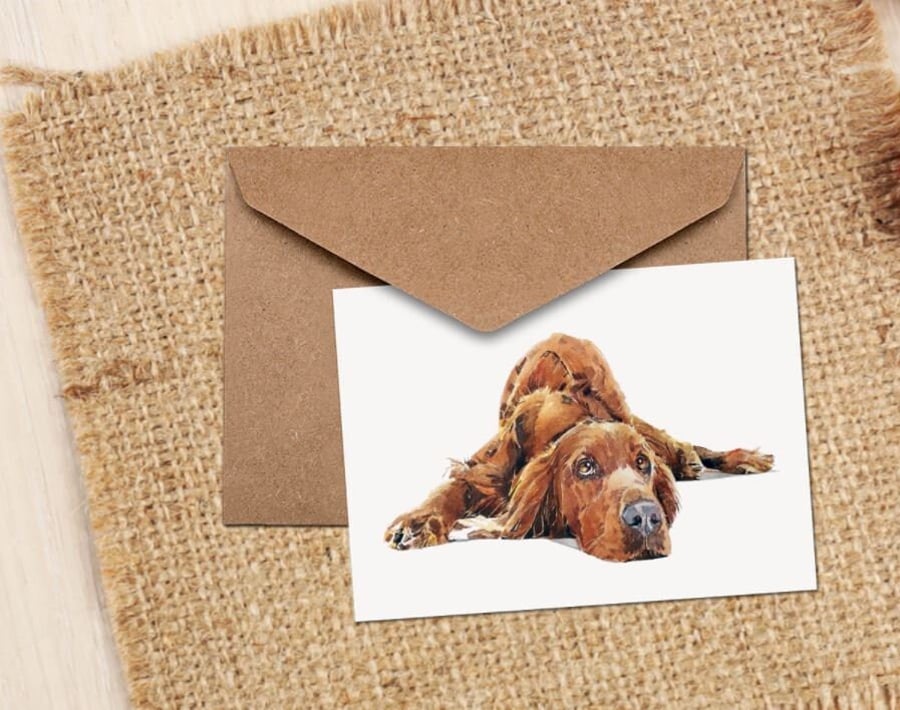 Red Setter GreetingNote Card.Red Setter cards,Red Setter note cards, Irish Sette