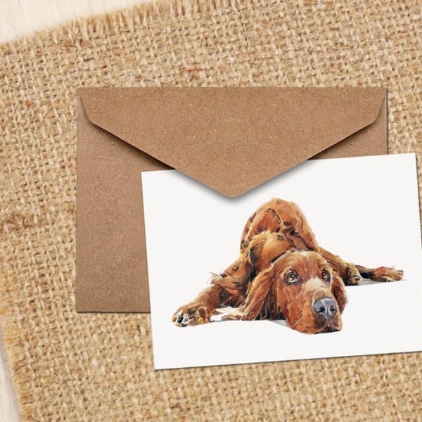 Red Setter GreetingNote Card.Red Setter cards,Red Setter note cards, Irish Sette