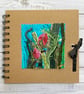 Flower garden embroidered sketchbook, journal, scrapbook or photo album.