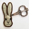 Upcycled embroidered hare brooch pin or badge. 