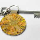 Up-cycled sun key ring or bag charm. 