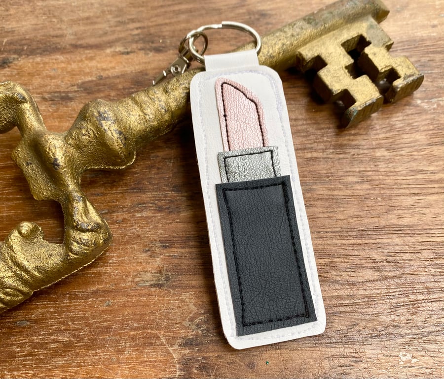 Up-cycled Lipstick key ring or bag charm. 