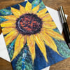 Sunflower printed greetings card.  