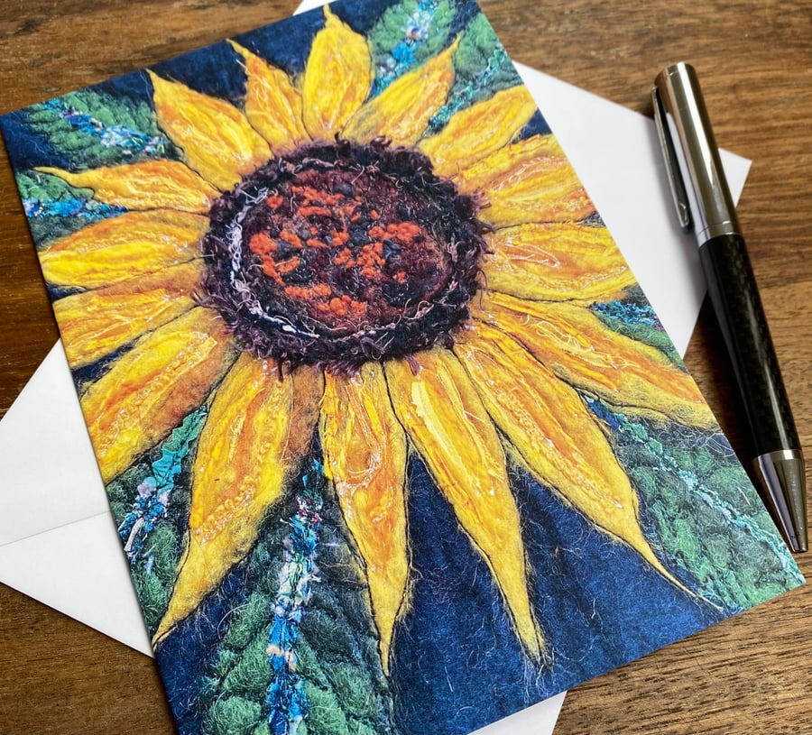 Sunflower printed greetings card.  