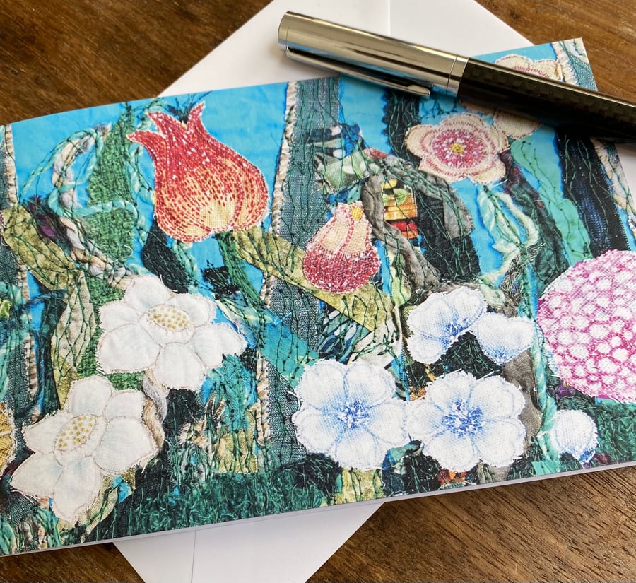 Flower garden printed greetings card.  