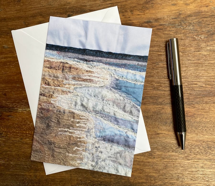 Seascape beach printed greetings card.  