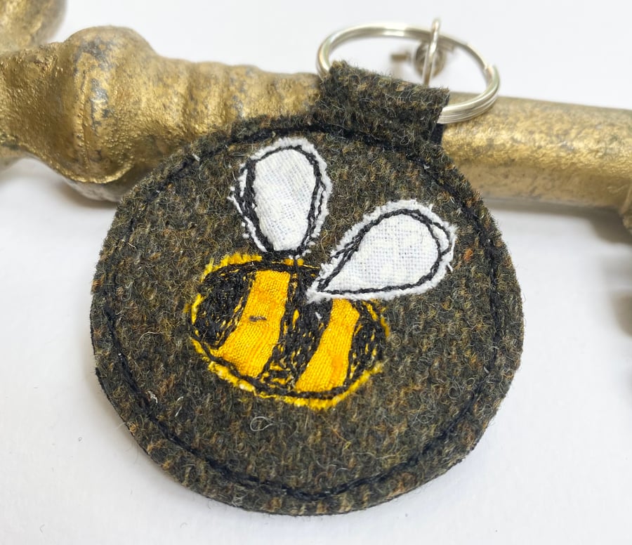 Up-cycled Bee key ring or bag charm. 