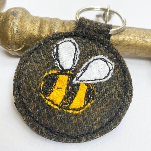 Up-cycled Bee key ring or bag charm. 