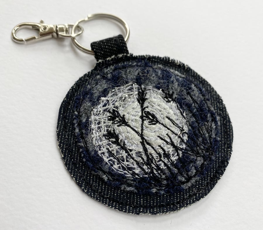 Up-cycled Moon grass key ring or bag charm. 