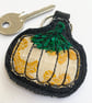 Up-cycled Pumpkin key ring or bag charm. 