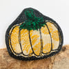 Upcycled Halloween pumpkin brooch pin or badge. 