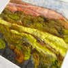 Embroidered moorland landscape wet felting.