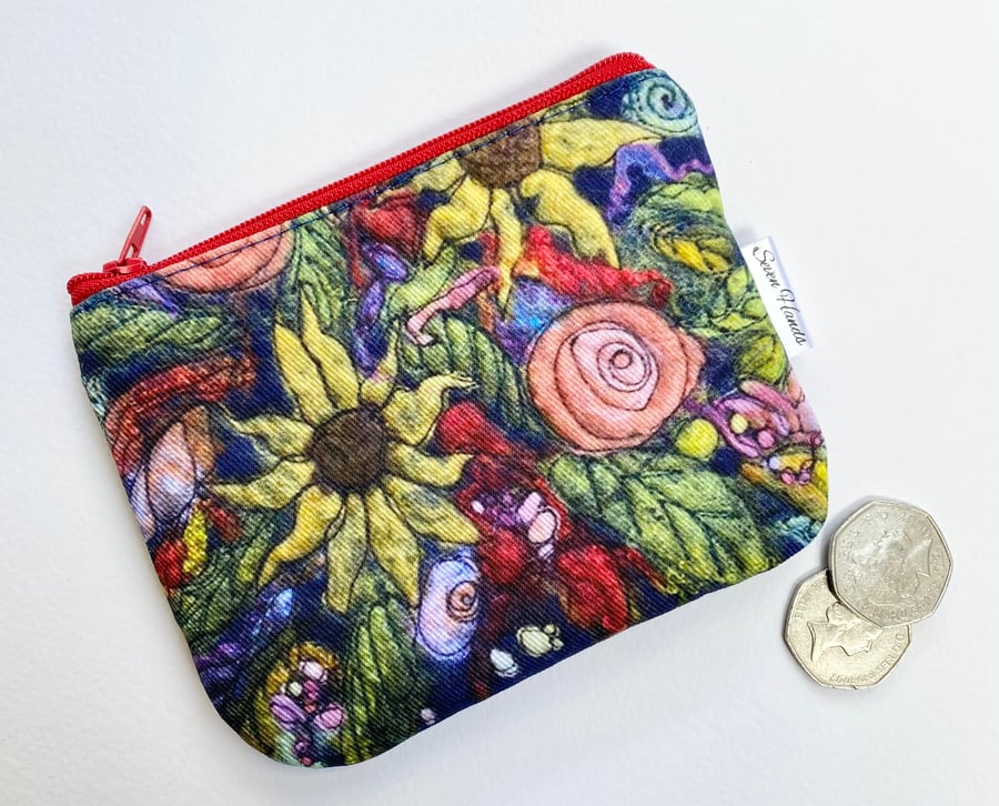 Flower coin purse, card holder or makeup bag. 