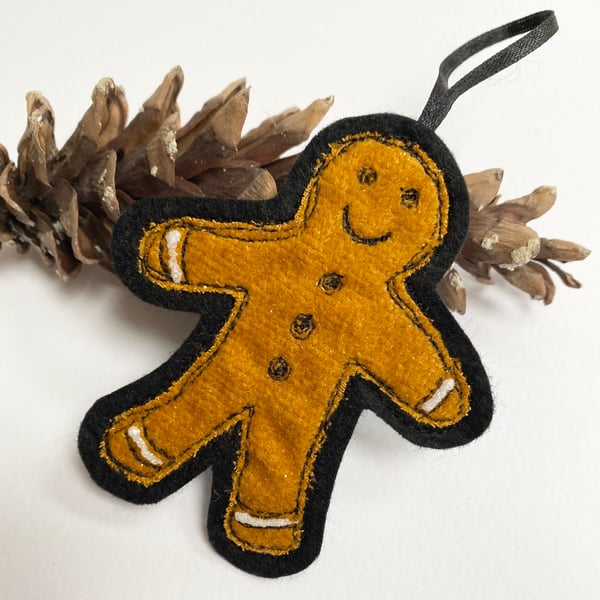 Embroidered up-cycled Ginger bread man tree hom... - Folksy