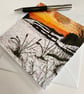Embroidered sunset snow scene printed greetings card.  - Image 2