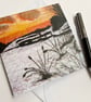 Embroidered sunset snow scene printed greetings card.  - Image 3