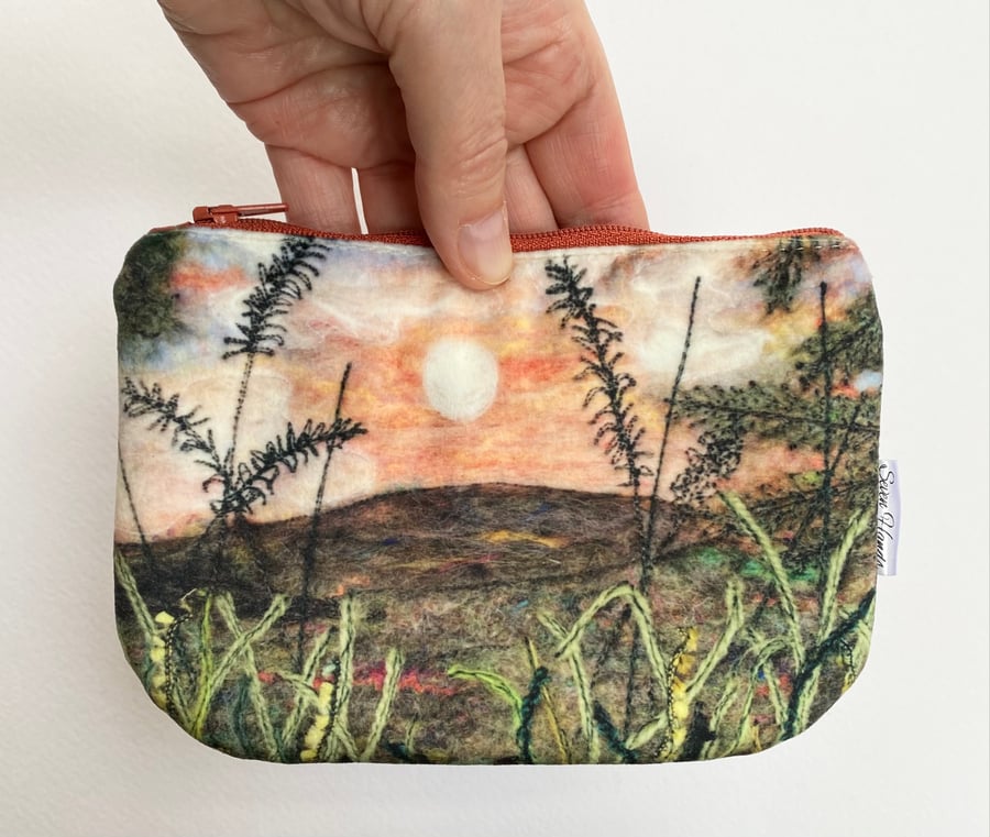 Velvet sunset coin purse, card holder, mobile phone bag, makeup bag. 