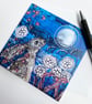 Hare in flower garden gazing at the full moon printed card.  - Image 3