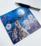 Hare in flower garden gazing at the full moon printed card.  - Image 4