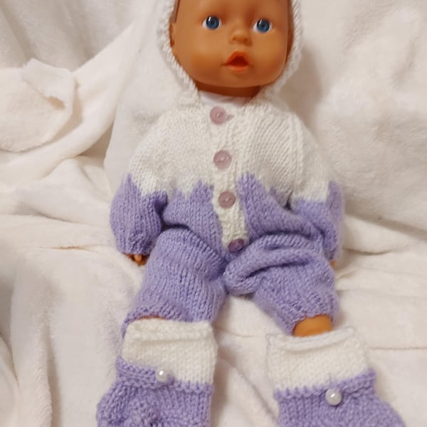 Light Purple and white premature or baby doll romper jump suit with booties
