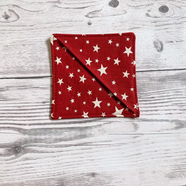 Red with white stars cotton fabric corner bookmark. Book lovers gift. Small pres