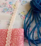 Vintage Blue and Rose Pink Slow Stitching kit with antique textiles - Image 6