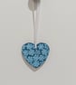 Teal clay heart hanging decoration embossed with flowers - Image 3