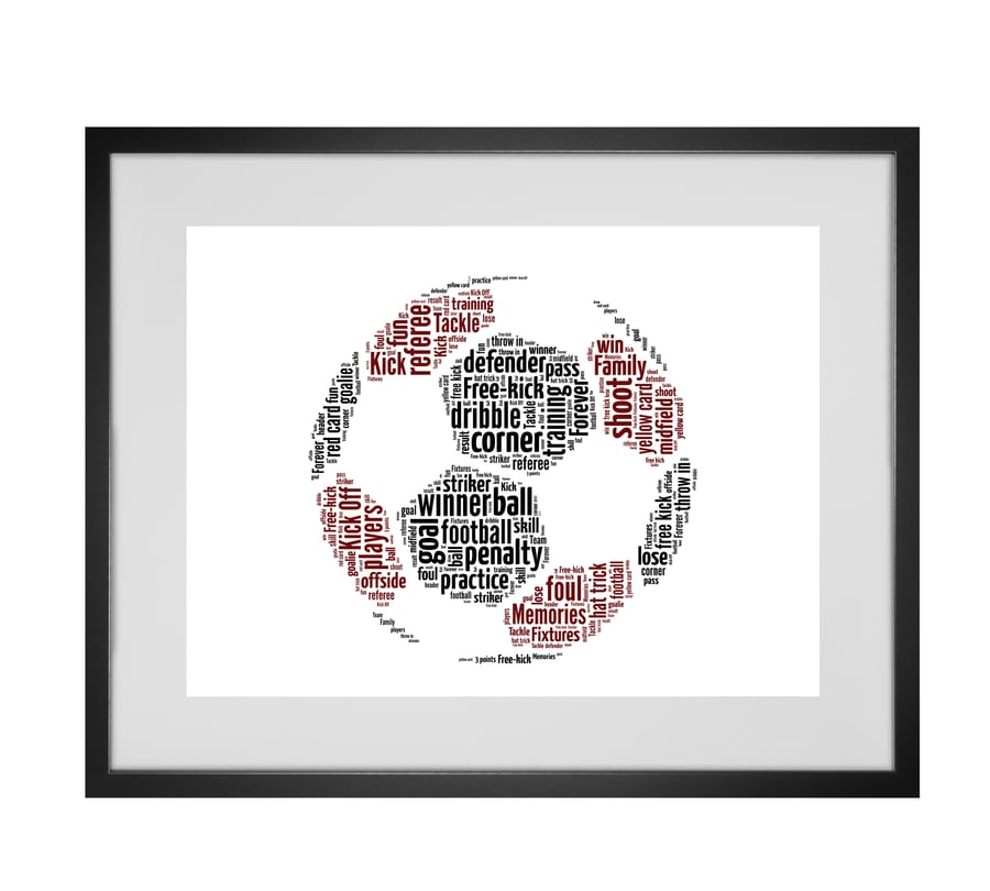 Personalised Football Design Word Art Gifts 