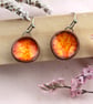 Handmade Ceramic Dangle Earrings, Foraged Bristol Clay, Orange Glaze - Image 5
