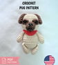 Pug Dog Crochet PDF - Bag Charm Keychain Pattern