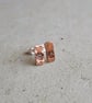 Hammered Copper Paw Print Stud Earrings - Sterling Silver Posts - Image 2