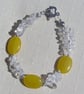 SALE Yellow Jade & Clear Quartz Gemstone Beaded Bracelet "Sunflower Mist"  - Image 6