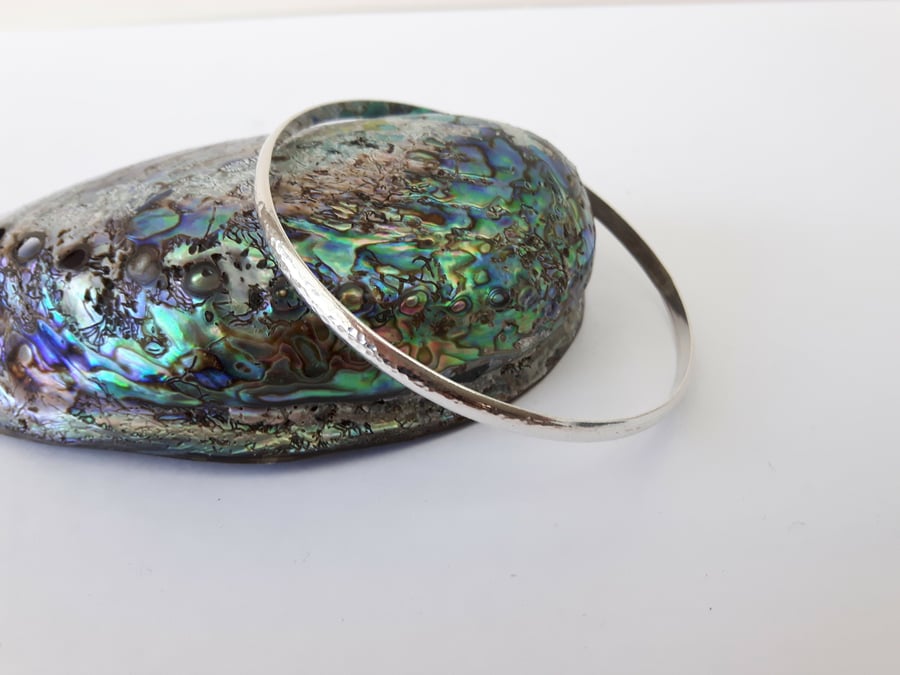 Sterling Silver Hammered Bangle