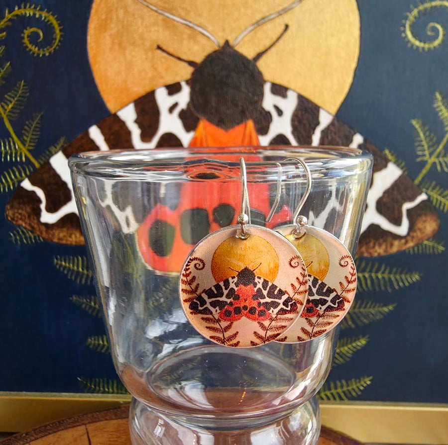 Rose Gold Garden Tiger Moth Aluminium Standard Earrings 