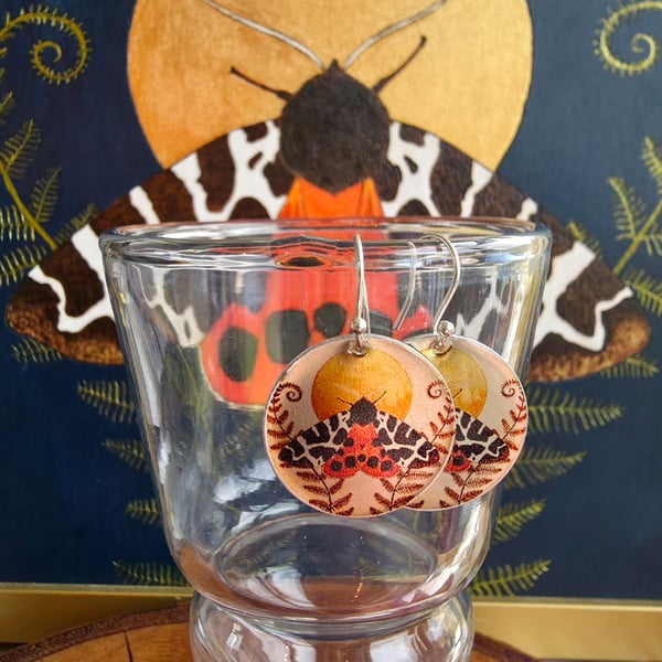 Rose Gold Garden Tiger Moth Aluminium Standard Earrings 