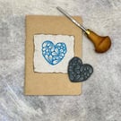 Small A6 Sketchbook with Original Lino Print - Heart on Fabric