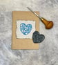 Small A6 Sketchbook with Original Lino Print - Heart on Fabric