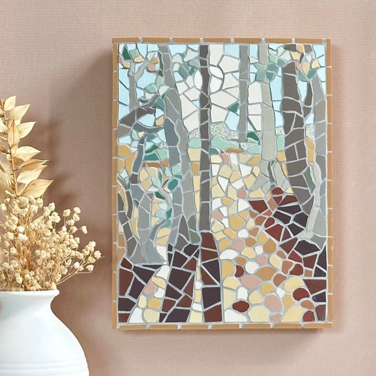 Original Landscape Art - Woodland Shadows Mosaic Wall Plaque