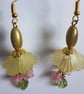Dangly Lemon & Pink Lucite Flower Earrings - Image 3