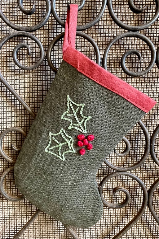 Hand Embroidered Christmas Stocking