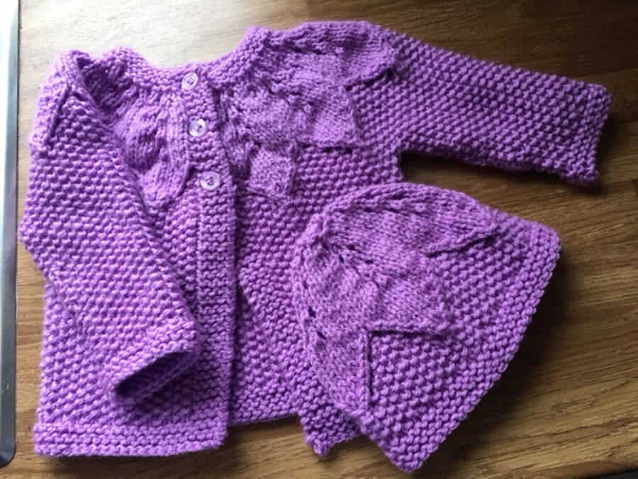 22cm Baby Cardigan & Hat