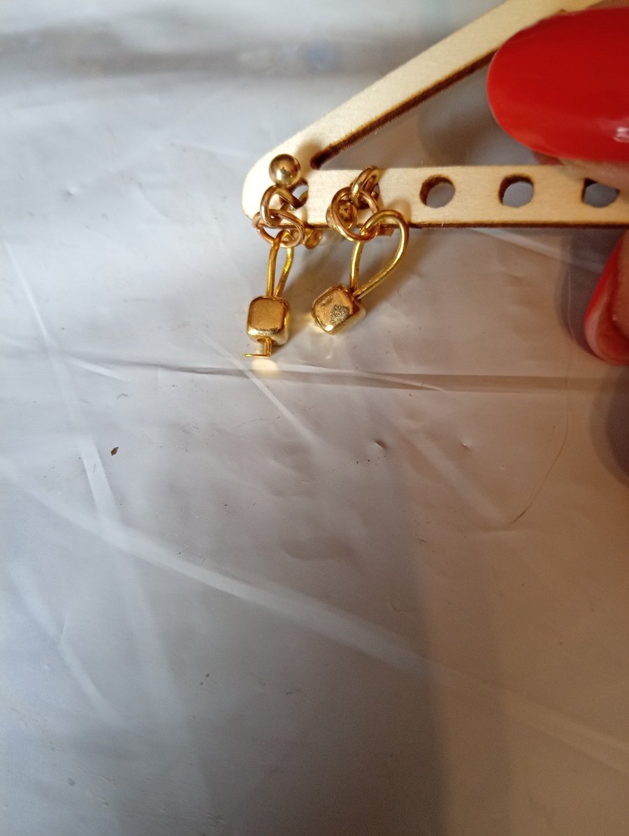 Square charm dangle earrings 