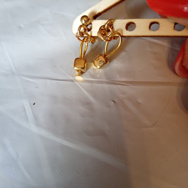Square charm dangle earrings 