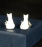 Sterling Silver Cat Ear Studs - Image 1